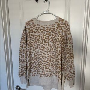 Aerie Tan and Cream Leopard Print Sweater